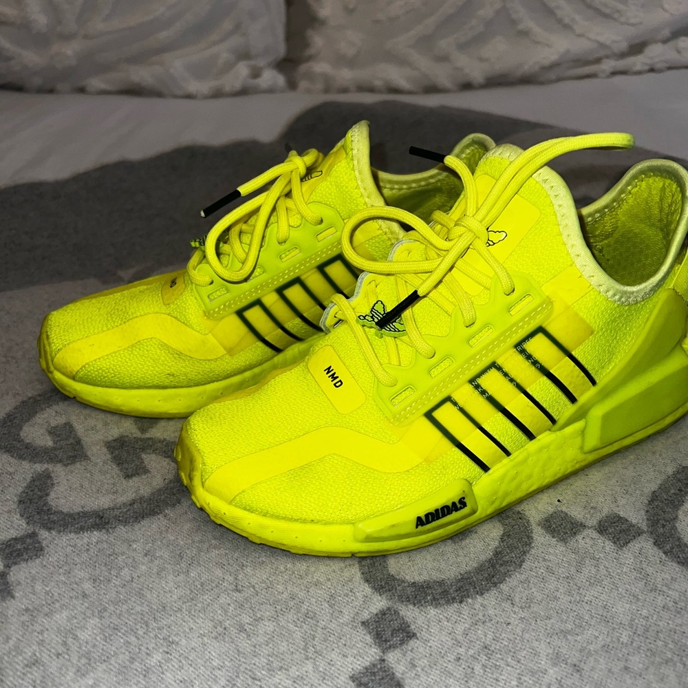 Adidas NMD sneakers, neon yellow, size 4Y/6W